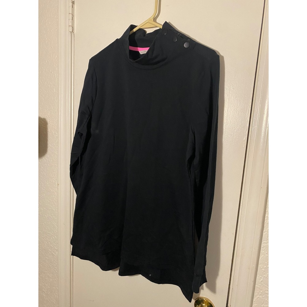 Isaac Mizrahi‎ Live! Black Mock Neck Long Sleeve Layered Tunic Top - Picture 2 of 7